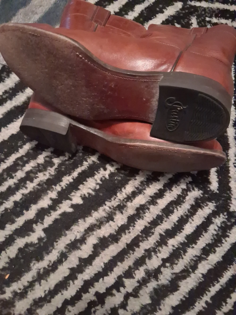 Justin Boots Red-Brown Leather Western Pull-On Boots
